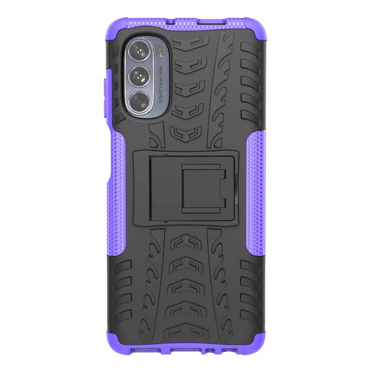 For Motorola Moto G62 5G Tire Texture TPU + PC Phone Case with Holder