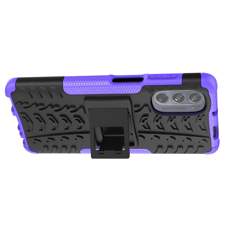 For Motorola Moto G62 5G Tire Texture TPU + PC Phone Case with Holder