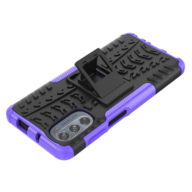 For Motorola Moto G62 5G Tire Texture TPU + PC Phone Case with Holder
