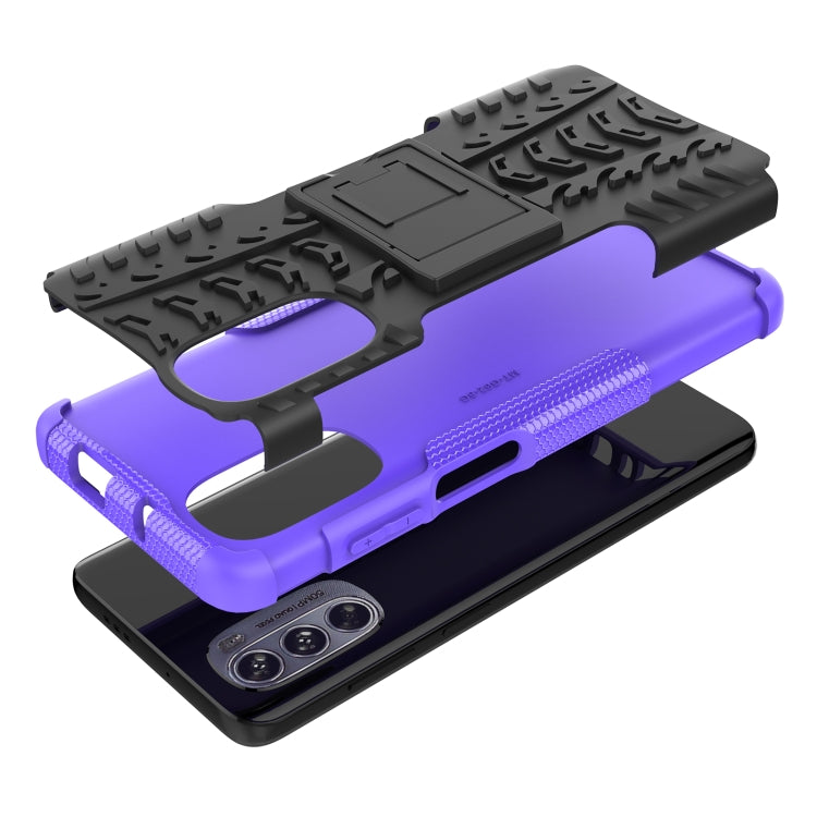 For Motorola Moto G62 5G Tire Texture TPU + PC Phone Case with Holder