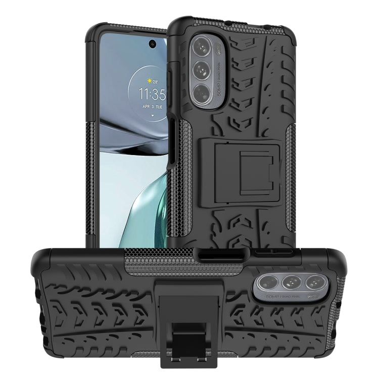 For Motorola Moto G62 5G Tire Texture TPU + PC Phone Case with Holder