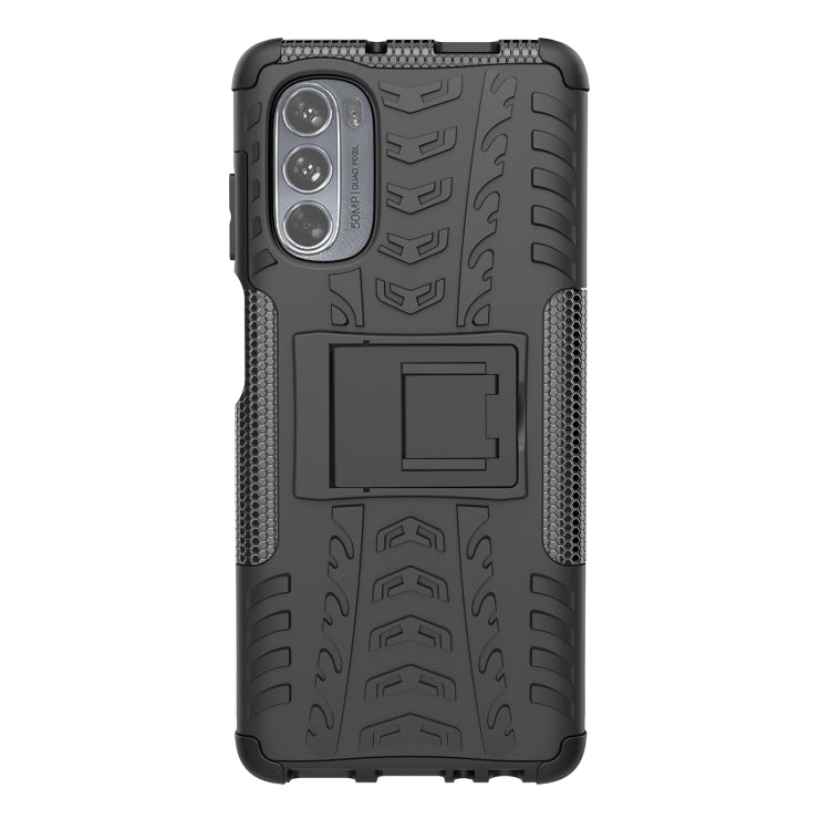 For Motorola Moto G62 5G Tire Texture TPU + PC Phone Case with Holder