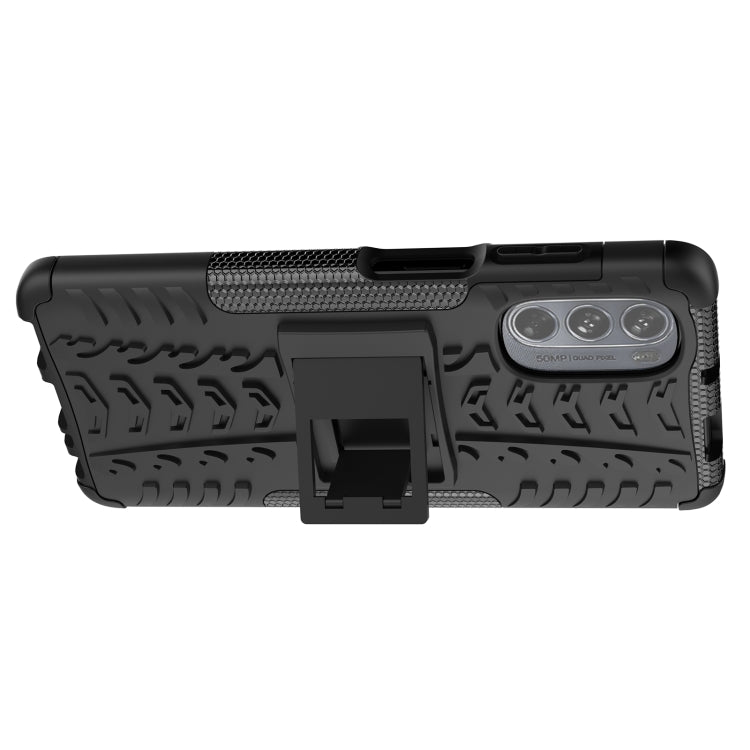 For Motorola Moto G62 5G Tire Texture TPU + PC Phone Case with Holder