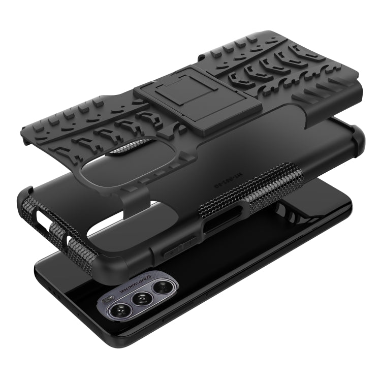 For Motorola Moto G62 5G Tire Texture TPU + PC Phone Case with Holder