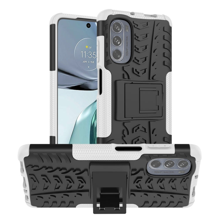 For Motorola Moto G62 5G Tire Texture TPU + PC Phone Case with Holder