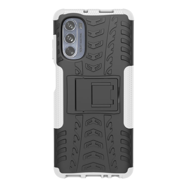 For Motorola Moto G62 5G Tire Texture TPU + PC Phone Case with Holder