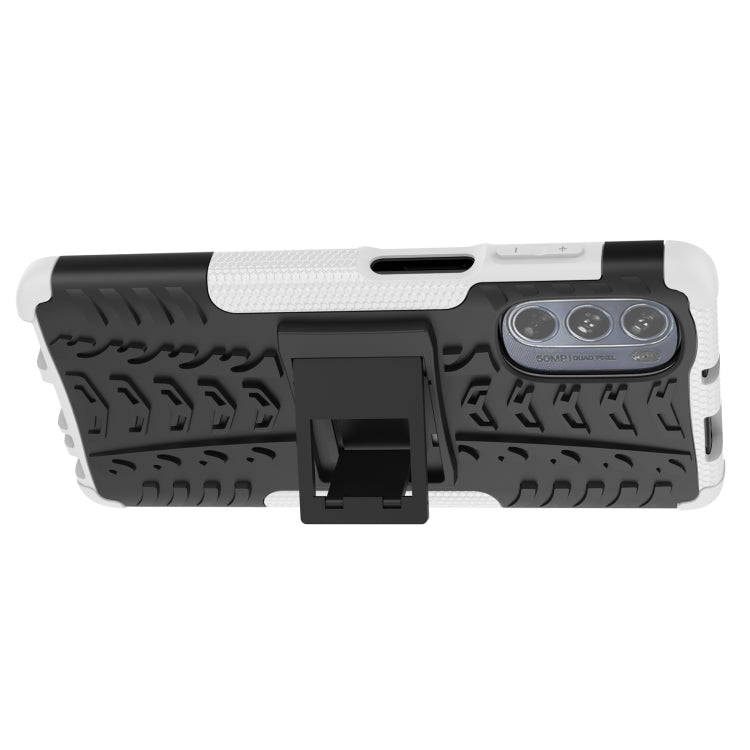 For Motorola Moto G62 5G Tire Texture TPU + PC Phone Case with Holder