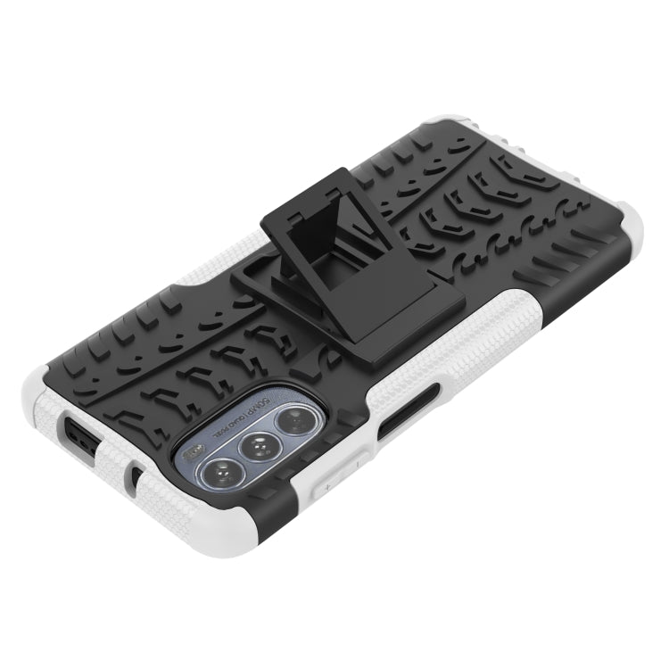 For Motorola Moto G62 5G Tire Texture TPU + PC Phone Case with Holder