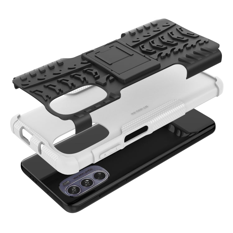 For Motorola Moto G62 5G Tire Texture TPU + PC Phone Case with Holder