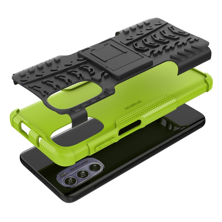 For Motorola Moto G62 5G Tire Texture TPU + PC Phone Case with Holder