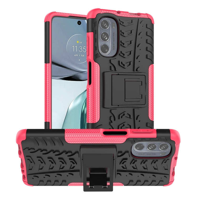 For Motorola Moto G62 5G Tire Texture TPU + PC Phone Case with Holder