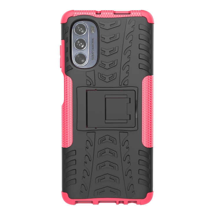 For Motorola Moto G62 5G Tire Texture TPU + PC Phone Case with Holder