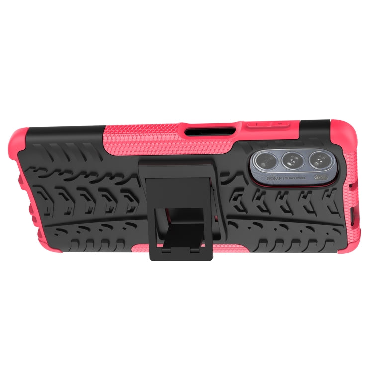 For Motorola Moto G62 5G Tire Texture TPU + PC Phone Case with Holder