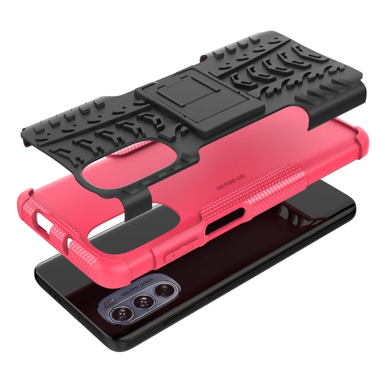 For Motorola Moto G62 5G Tire Texture TPU + PC Phone Case with Holder