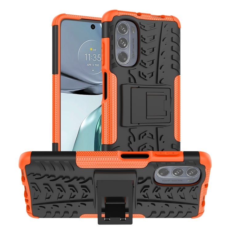 For Motorola Moto G62 5G Tire Texture TPU + PC Phone Case with Holder