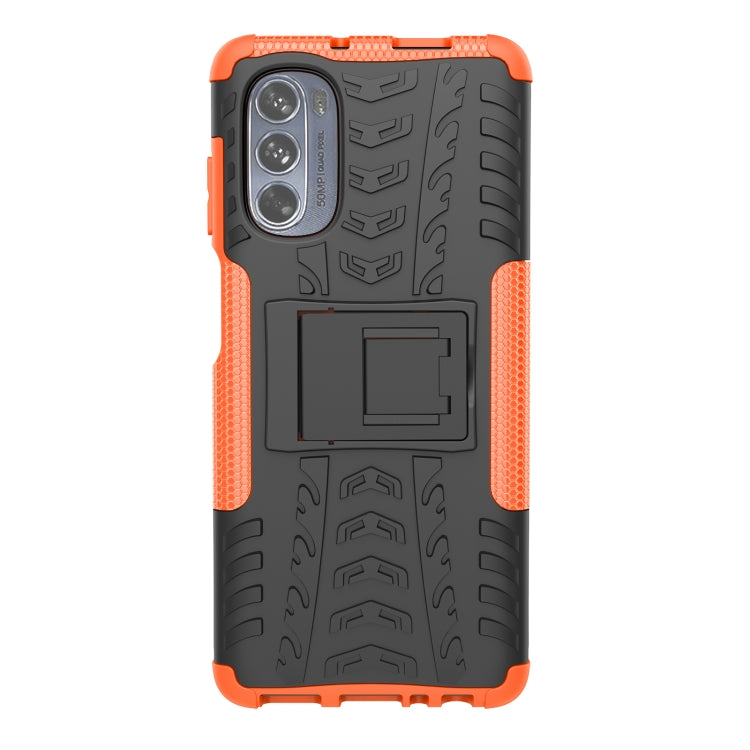For Motorola Moto G62 5G Tire Texture TPU + PC Phone Case with Holder