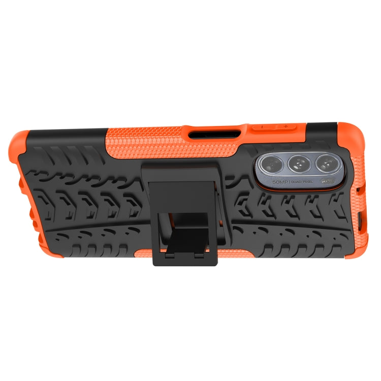 For Motorola Moto G62 5G Tire Texture TPU + PC Phone Case with Holder