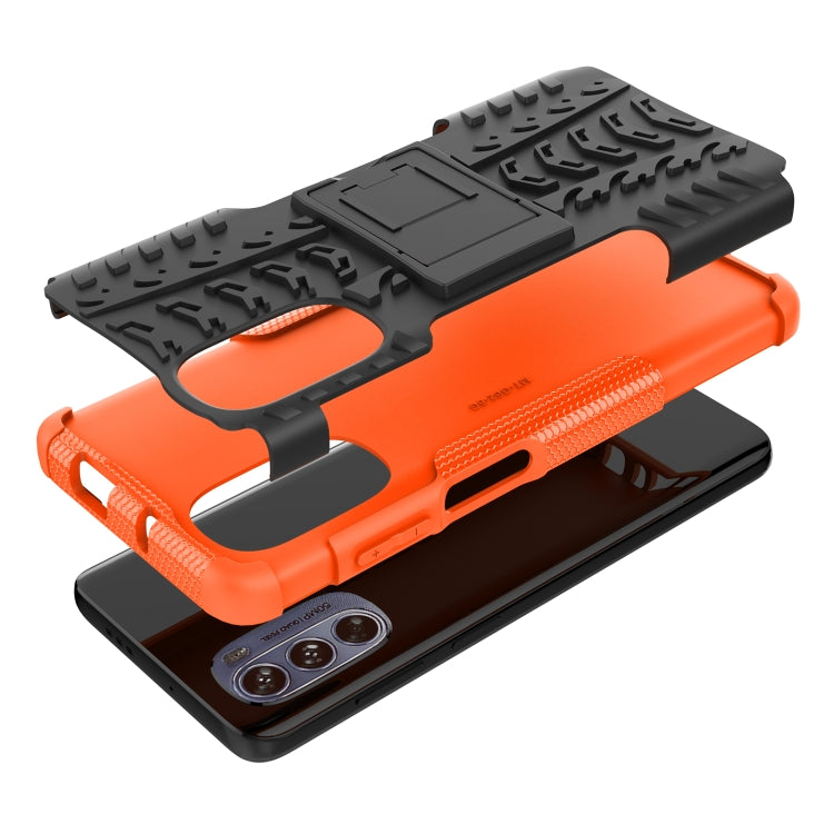 For Motorola Moto G62 5G Tire Texture TPU + PC Phone Case with Holder
