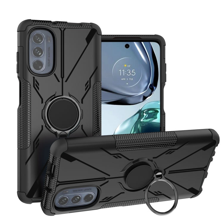 For Motorola Moto G62 5G Armor Bear Shockproof PC + TPU Phone Case with Ring