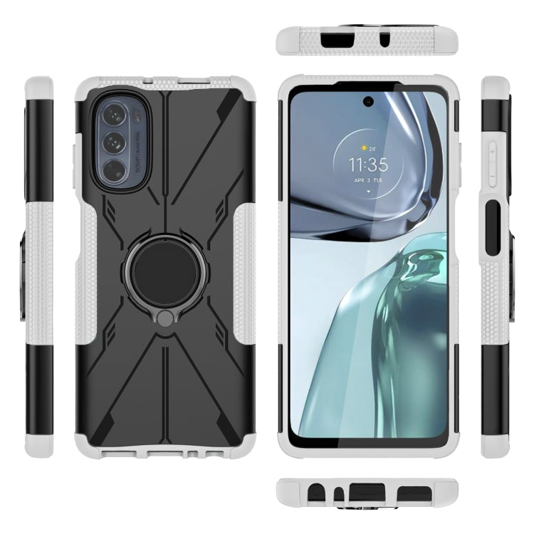 For Motorola Moto G62 5G Armor Bear Shockproof PC + TPU Phone Case with Ring