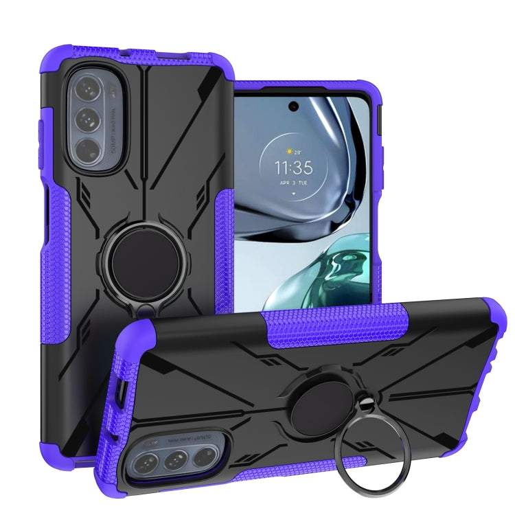For Motorola Moto G62 5G Armor Bear Shockproof PC + TPU Phone Case with Ring