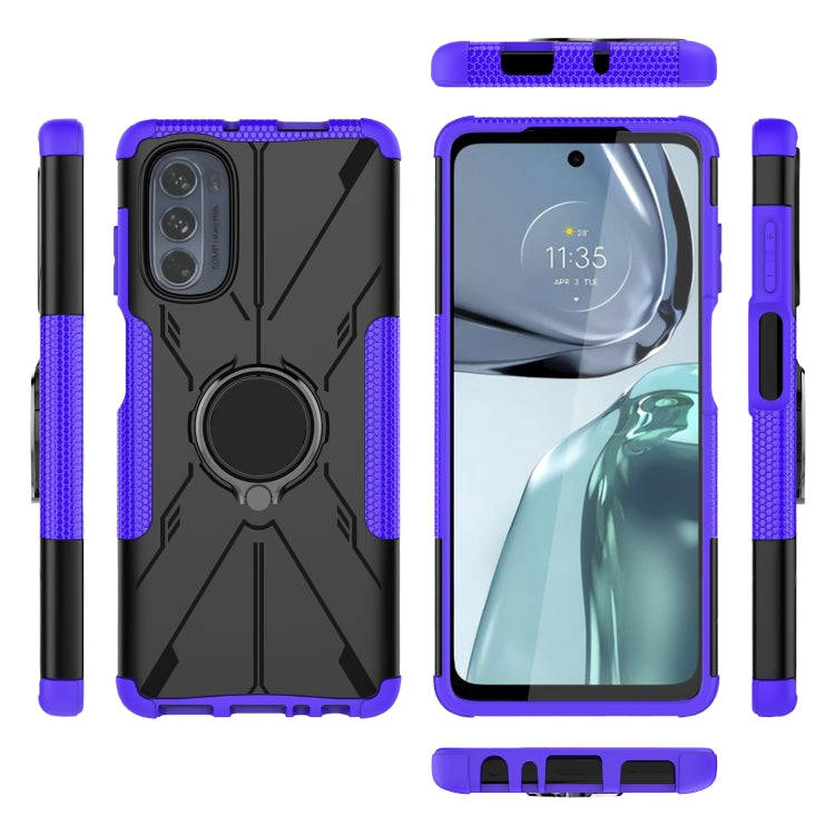 For Motorola Moto G62 5G Armor Bear Shockproof PC + TPU Phone Case with Ring