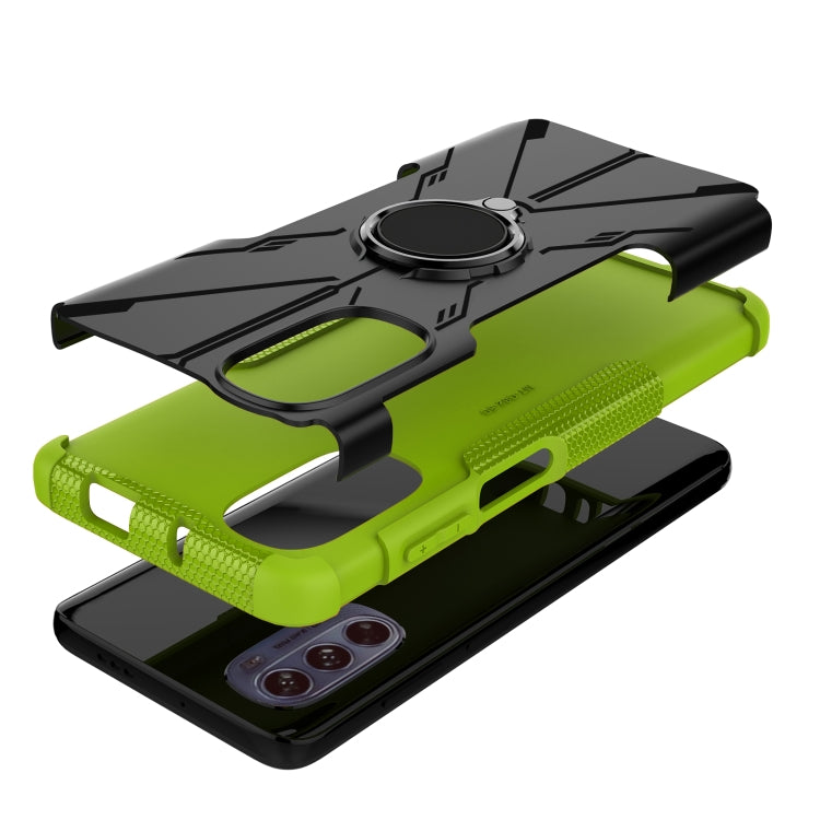 For Motorola Moto G62 5G Armor Bear Shockproof PC + TPU Phone Case with Ring