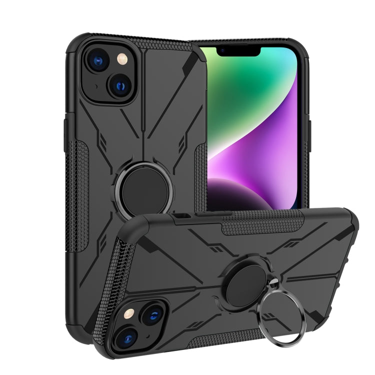 For iPhone 14 Plus Armor Bear Shockproof PC + TPU Phone Case with Ring