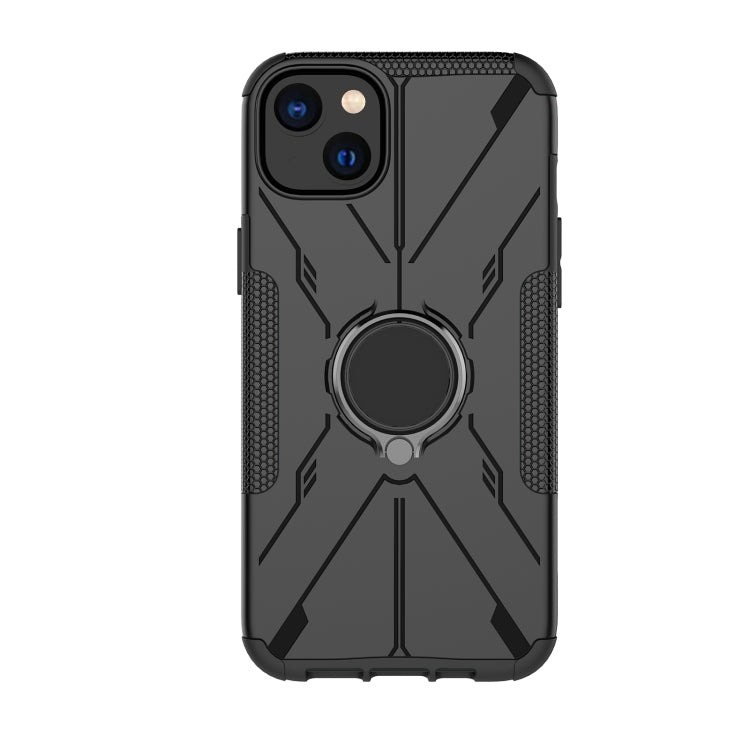 For iPhone 14 Plus Armor Bear Shockproof PC + TPU Phone Case with Ring
