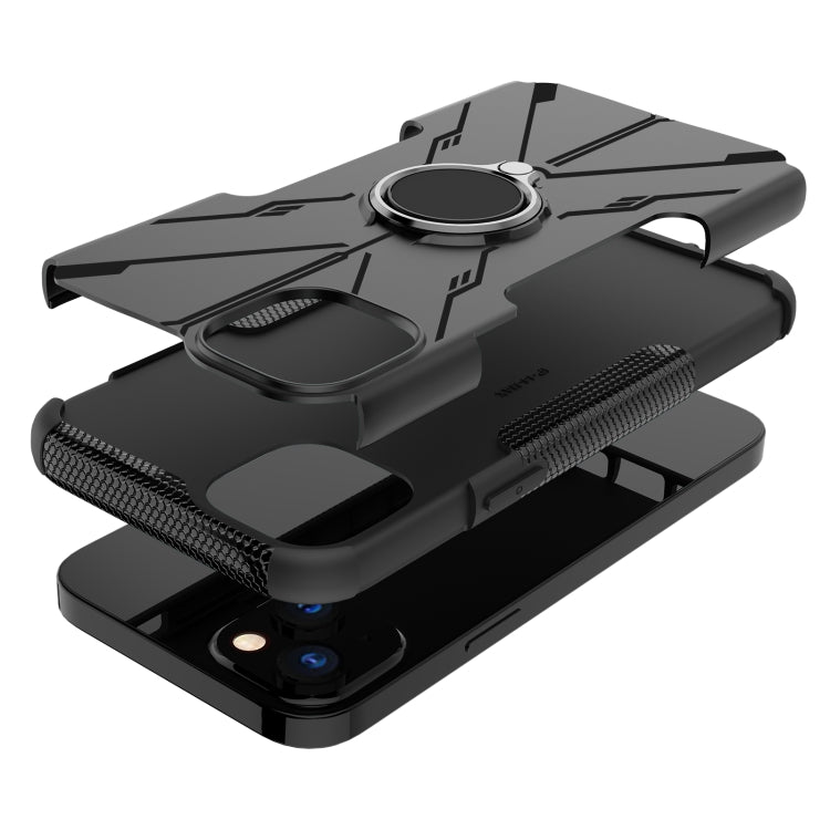 For iPhone 14 Plus Armor Bear Shockproof PC + TPU Phone Case with Ring