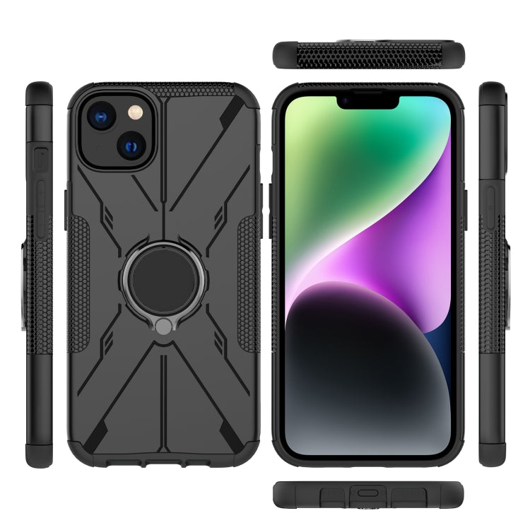For iPhone 14 Plus Armor Bear Shockproof PC + TPU Phone Case with Ring
