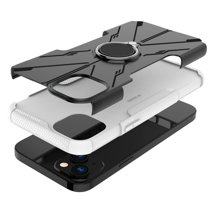 For iPhone 14 Plus Armor Bear Shockproof PC + TPU Phone Case with Ring