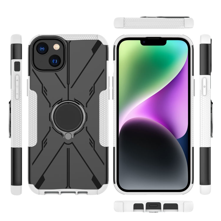For iPhone 14 Plus Armor Bear Shockproof PC + TPU Phone Case with Ring