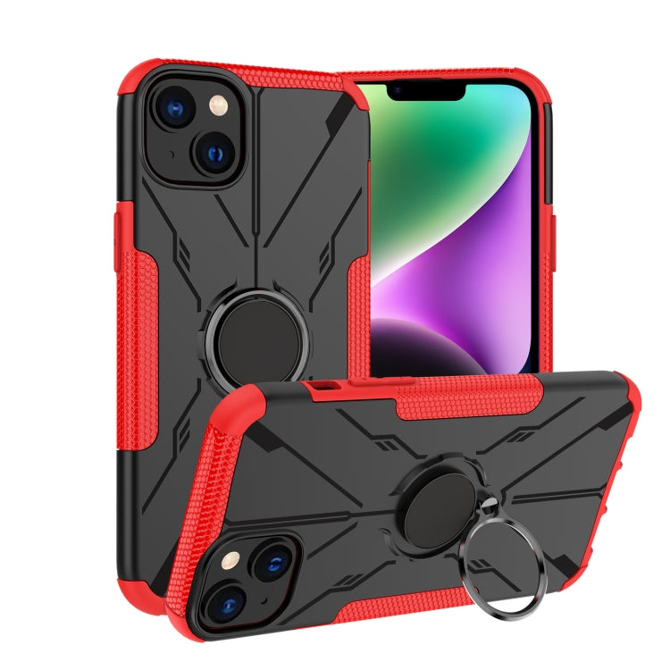 For iPhone 14 Plus Armor Bear Shockproof PC + TPU Phone Case with Ring