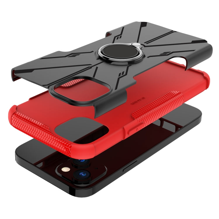 For iPhone 14 Plus Armor Bear Shockproof PC + TPU Phone Case with Ring