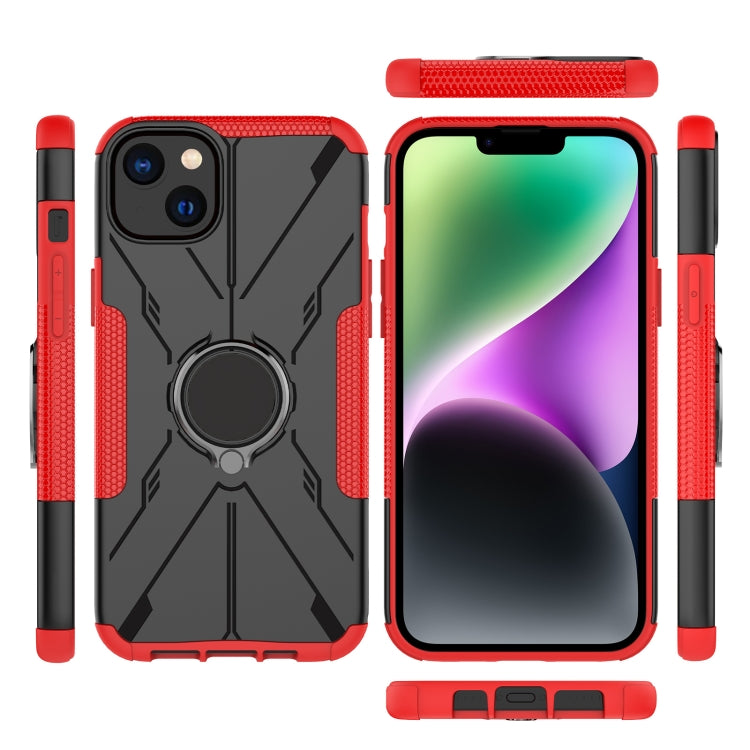 For iPhone 14 Plus Armor Bear Shockproof PC + TPU Phone Case with Ring