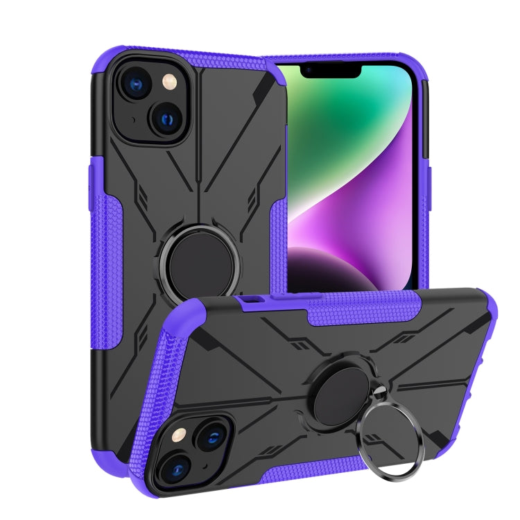 For iPhone 14 Plus Armor Bear Shockproof PC + TPU Phone Case with Ring
