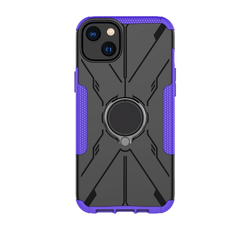 For iPhone 14 Plus Armor Bear Shockproof PC + TPU Phone Case with Ring
