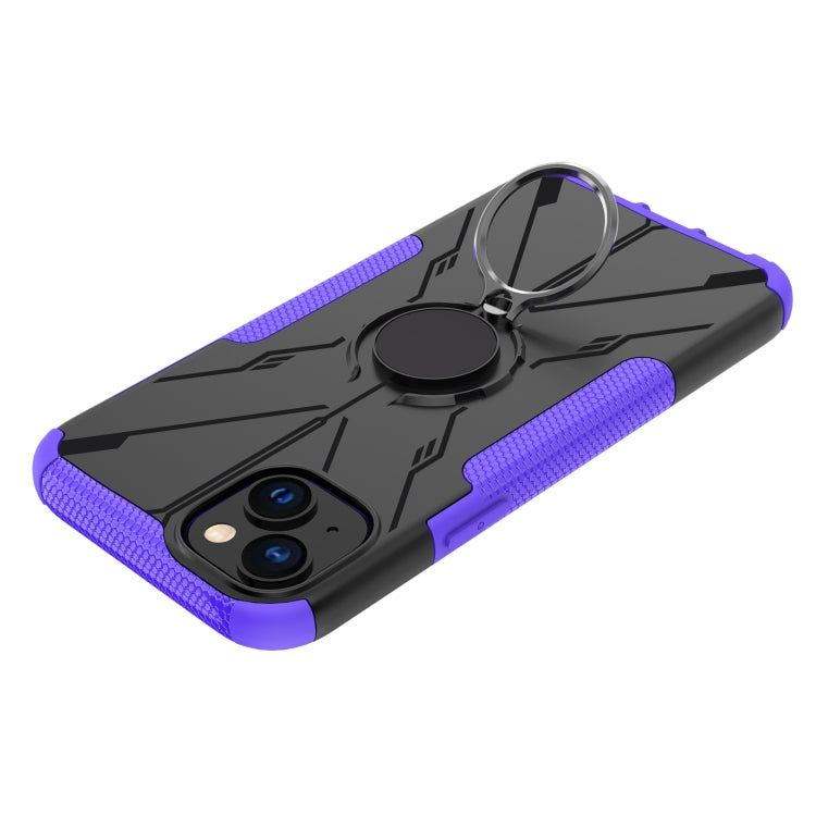 For iPhone 14 Plus Armor Bear Shockproof PC + TPU Phone Case with Ring