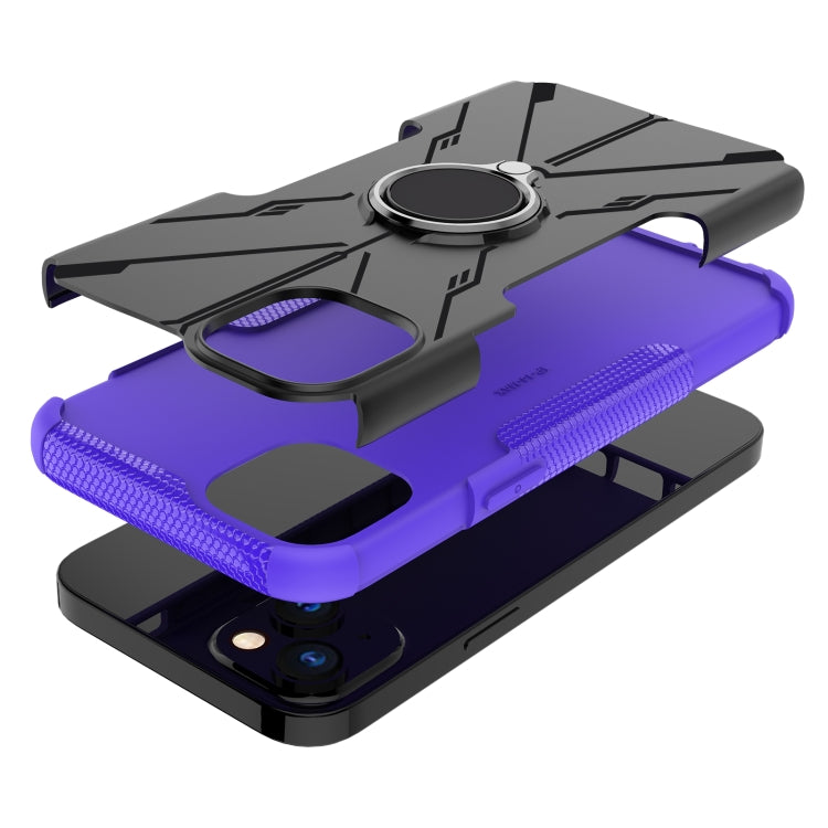 For iPhone 14 Plus Armor Bear Shockproof PC + TPU Phone Case with Ring