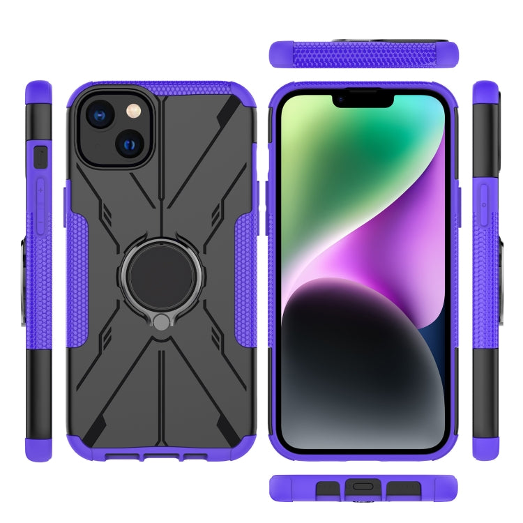 For iPhone 14 Plus Armor Bear Shockproof PC + TPU Phone Case with Ring