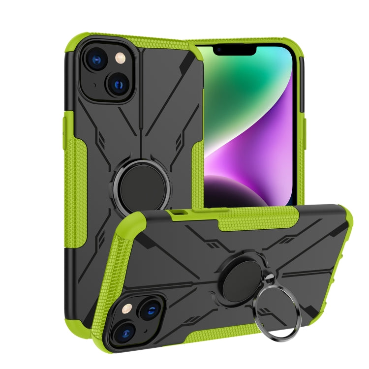 For iPhone 14 Plus Armor Bear Shockproof PC + TPU Phone Case with Ring