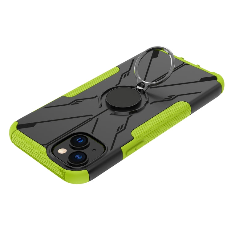 For iPhone 14 Plus Armor Bear Shockproof PC + TPU Phone Case with Ring