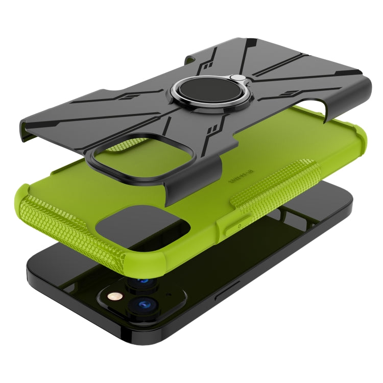 For iPhone 14 Plus Armor Bear Shockproof PC + TPU Phone Case with Ring