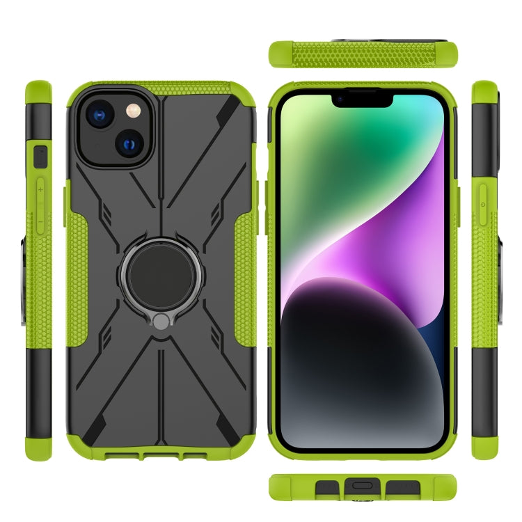 For iPhone 14 Plus Armor Bear Shockproof PC + TPU Phone Case with Ring