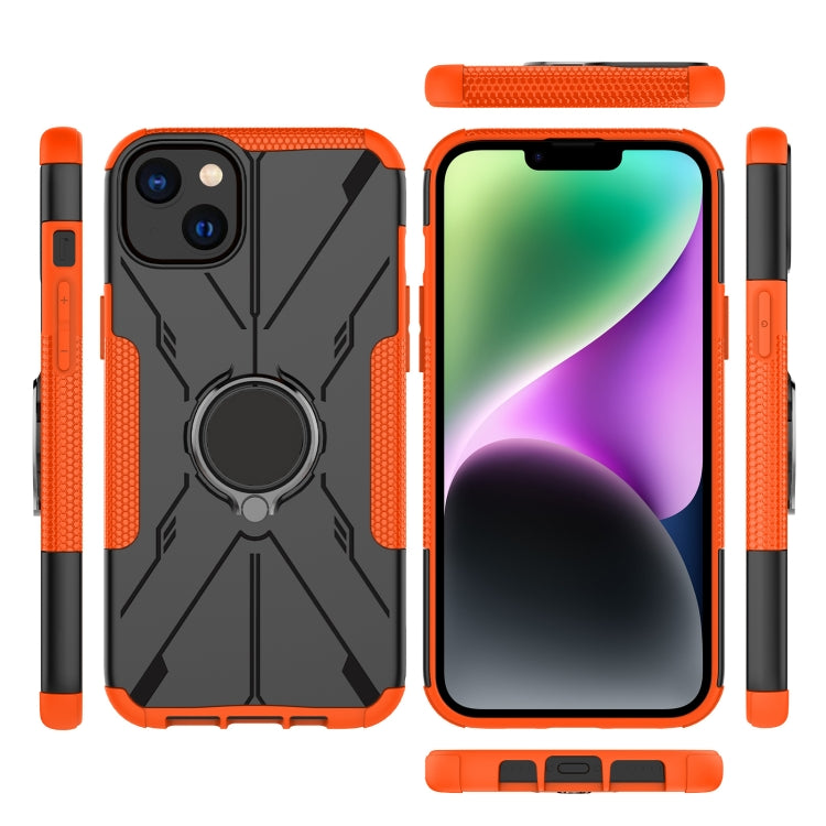 For iPhone 14 Plus Armor Bear Shockproof PC + TPU Phone Case with Ring