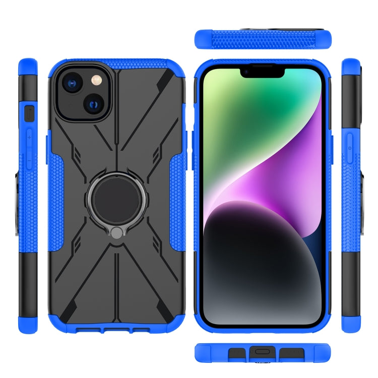 For iPhone 14 Plus Armor Bear Shockproof PC + TPU Phone Case with Ring