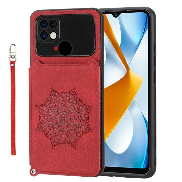 For Xiaomi Poco C40 Mandala Embossed Phone Case with Holder