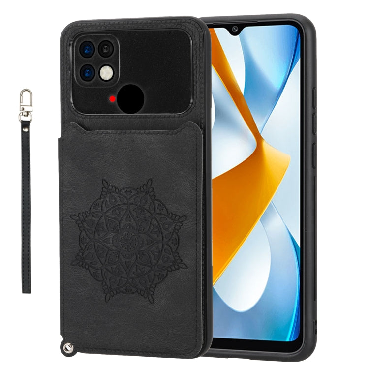 For Xiaomi Poco C40 Mandala Embossed Phone Case with Holder