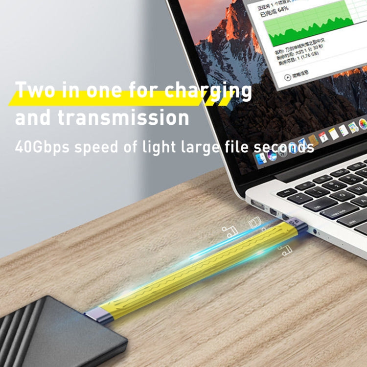 100W 10Gbps USB to USB-C/Type-C FPC Flexible Data Cable, Length: 13.8cm(Yellow)
